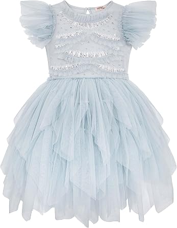 TUTULAND Tutu Dress for Girls - Glitter Sequin Tulle Dress Tiered Layered Flower Girl Dress for Wedding Birthday Photo Prop