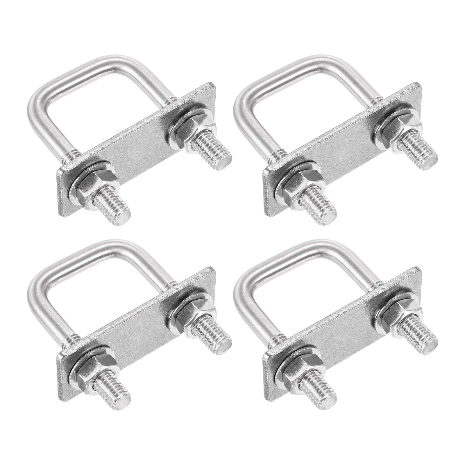 DTGN M8x30x60mm U Bolts Square Kit - 4Set - 304 Stainless Steel U-Bolt Kit with Nuts, Washers, Frame Plate - Good for DN30 Pipe, Trailer, Automotive, Leaf Spring Fastener