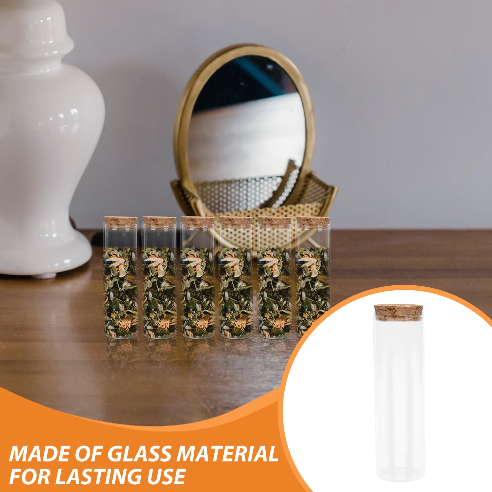 Tubos de Ensayo de Vidrio Transparentes 40 Piezas 30ml con Corcho | Fondo Plano, Vidrio y Madera, para Muestras y Recuerdos, Uso DIY y Decoración en Múltiples Ocasiones