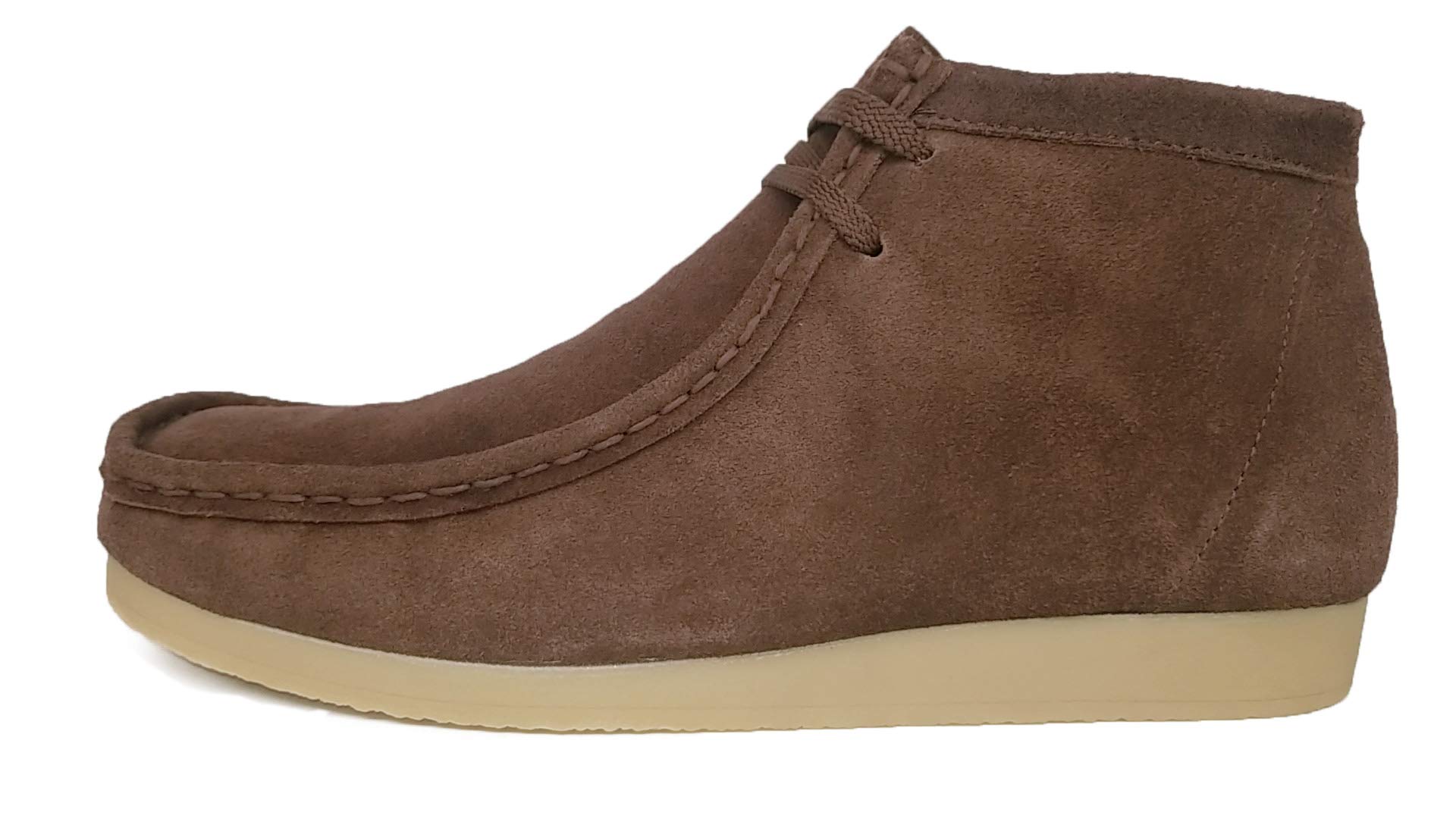 Wallabee Genuine Leather Mens Lace Up Boots Moccasin Toe Chukka Lace Up (11.5, BRN/GUM)
