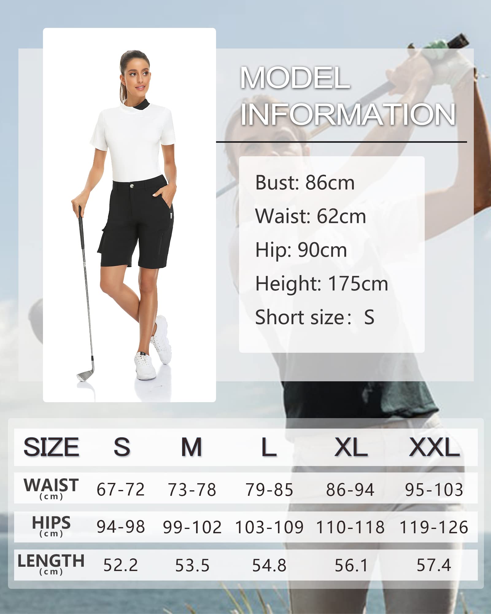 Soneven Pantalones Cortos Cargo Mujer Bermuda Shorts Ligero Verano con Bolsillos Cremallera para Trekking Montañismo Senderismo Entrepierna de 25cm