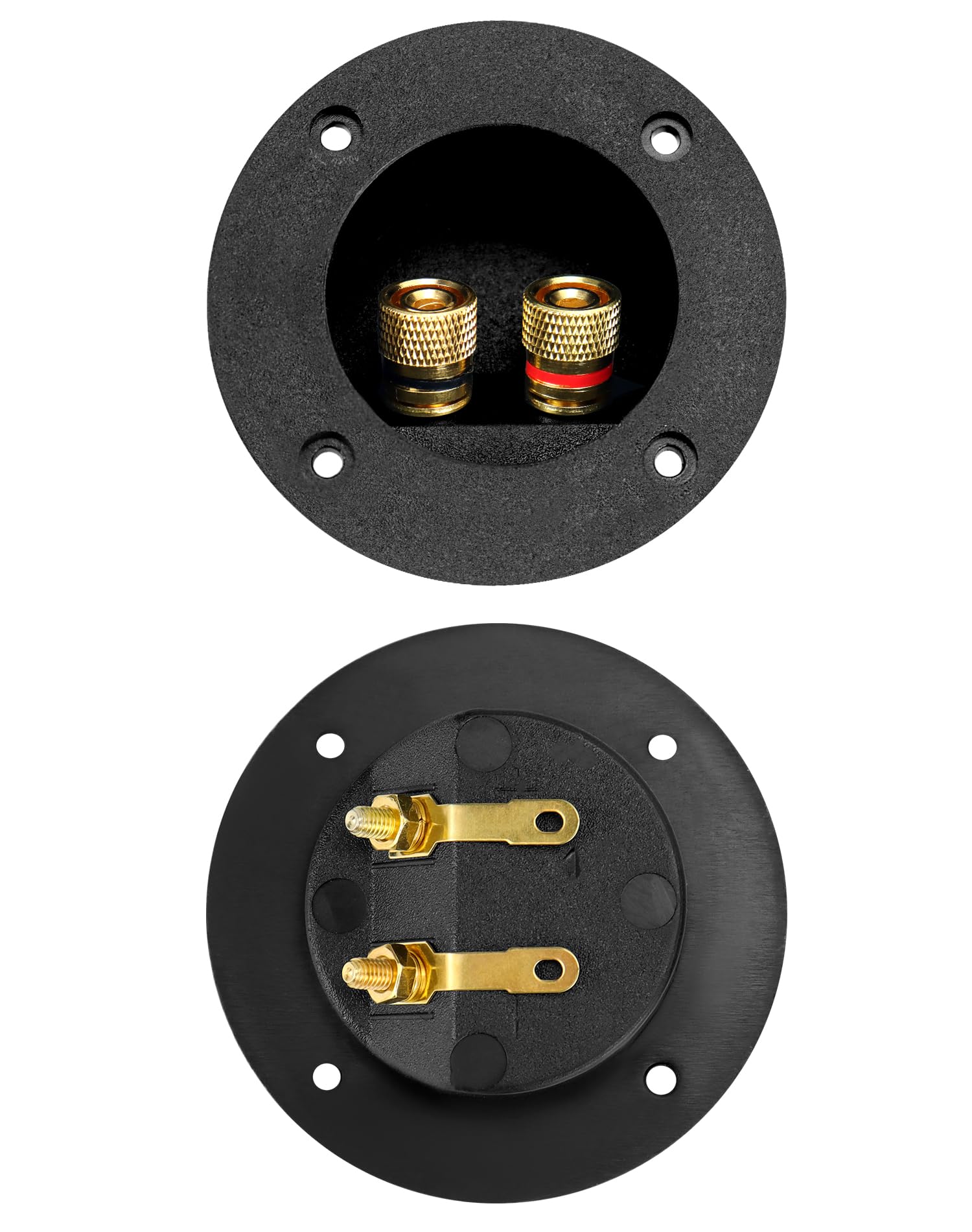 QWORK® 2-Way Speaker Box Terminal Binding Post, Round Spring Cup Connectors, Subwoofer Connector, Black - Image 3
