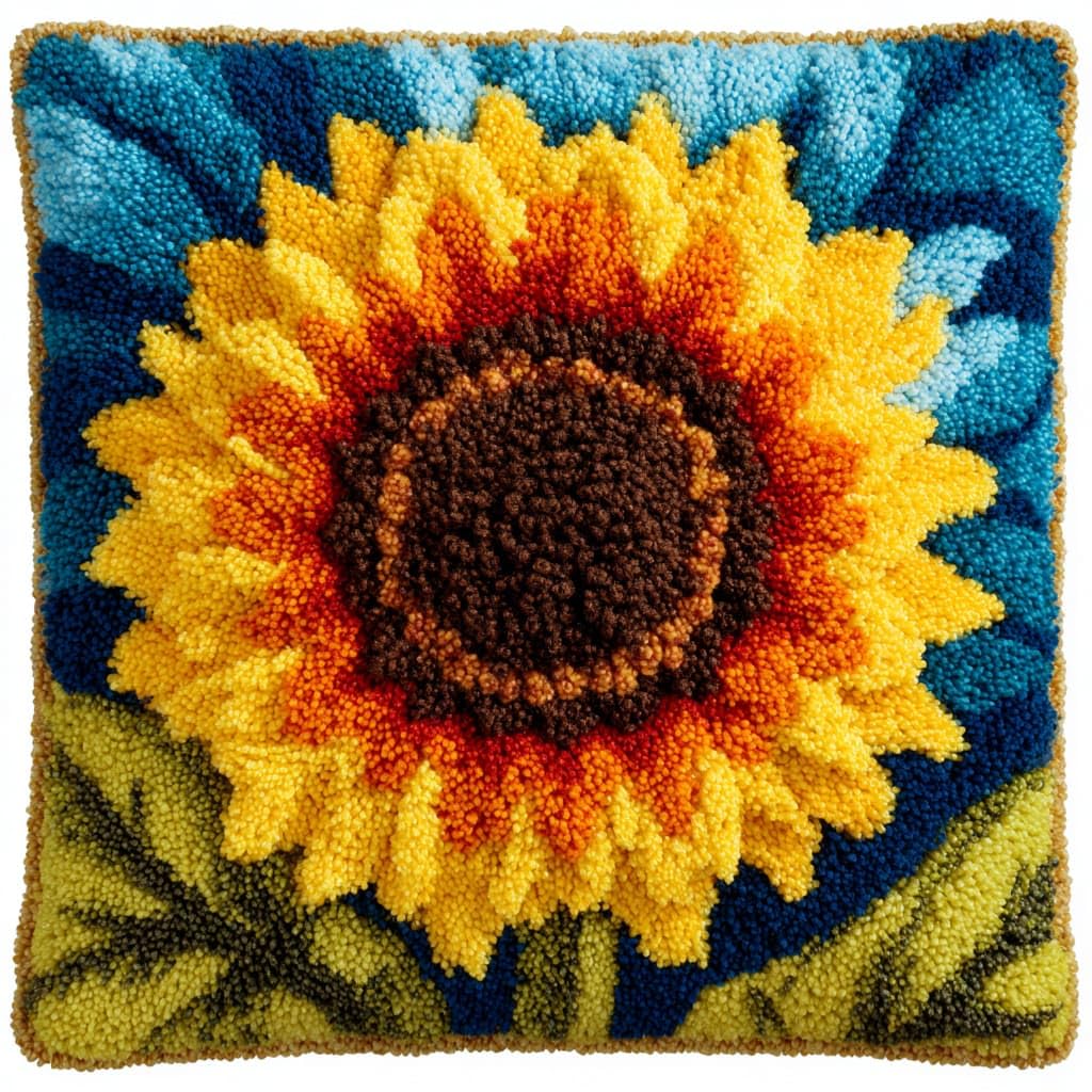 Henypt Latch Hook Kits Pillowcase Sunflower Flowers