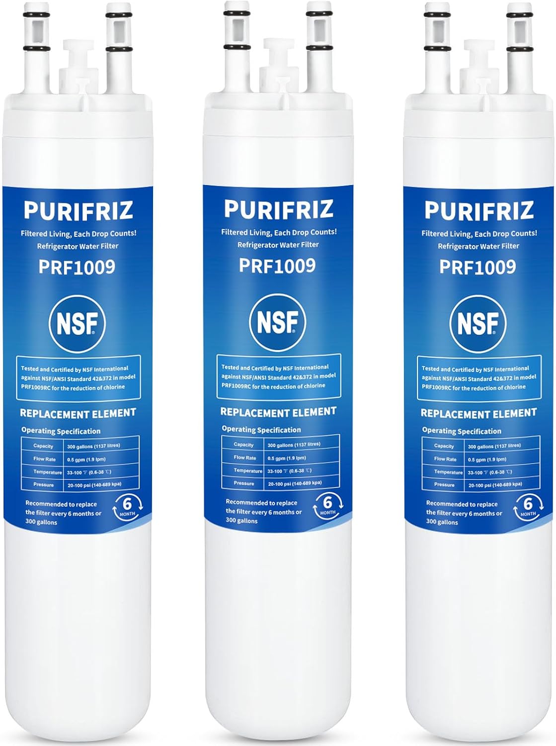 Refrigerator Water Filter Compatible with Kenmore 9999, 469999, 46-9999, A0094E28261 Water and Ice, NSF Certified, 6 Month / 300 Gallon, 3 Pack
