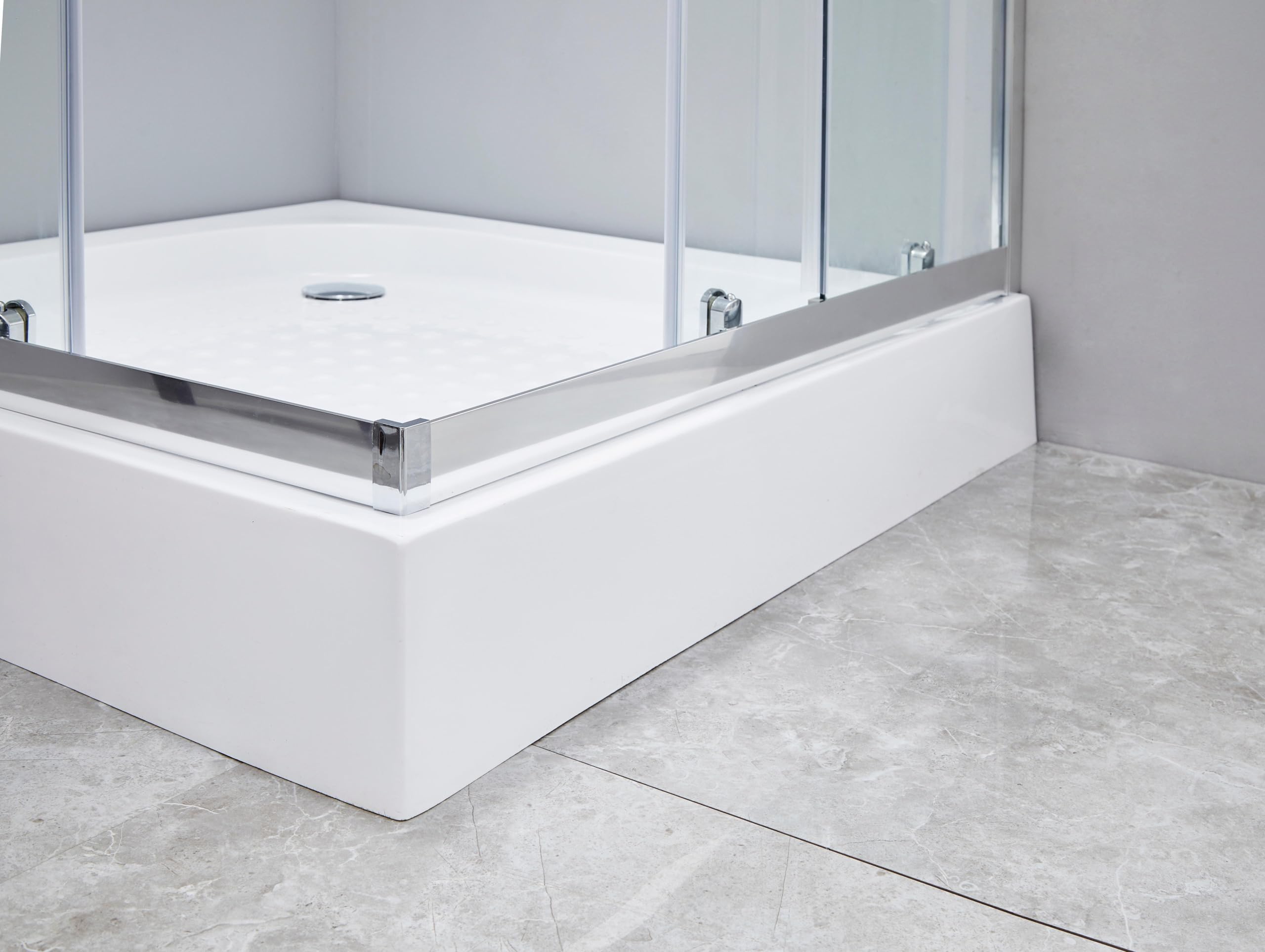 Box doccia in cristallo temperato 6mm h190cm trasparente con maniglie e profili cromati porte scorrevoli apertura angolare (80x120cm)