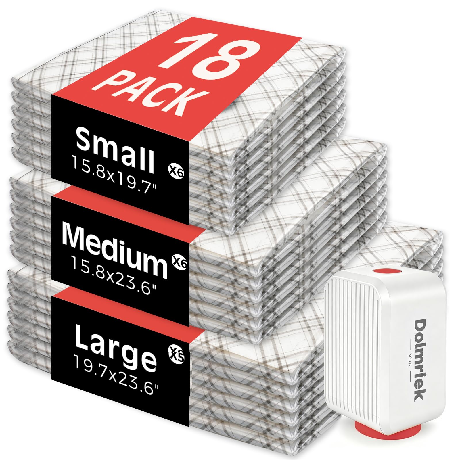 18-Pack Vacuum Seal Bags for Clothing Travel with Cordless Pump