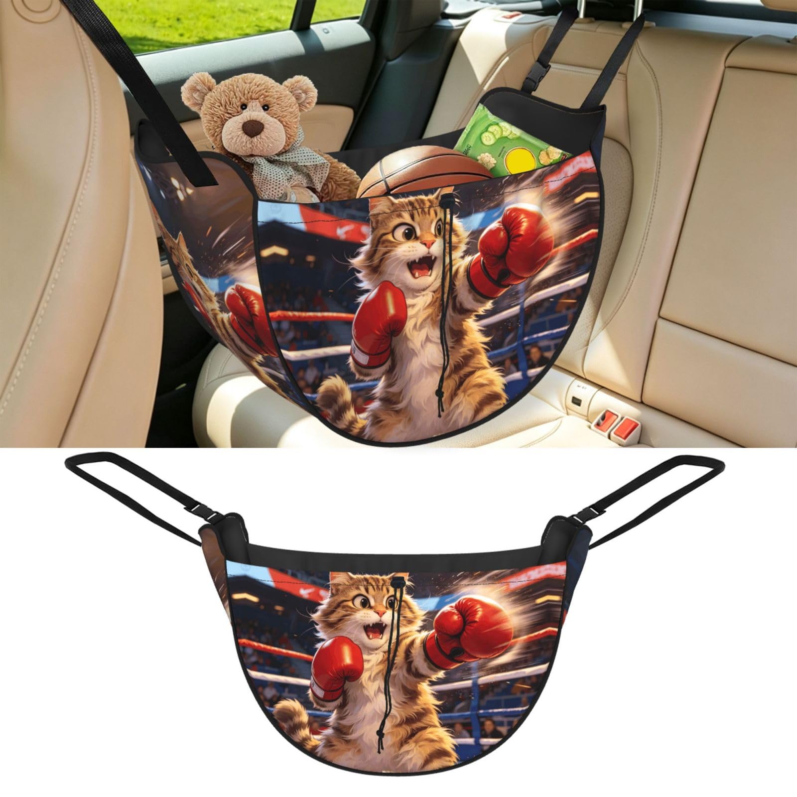CNTDBU Cat boxing Car Seat Organizer-Backseat Storage Bag for Travel