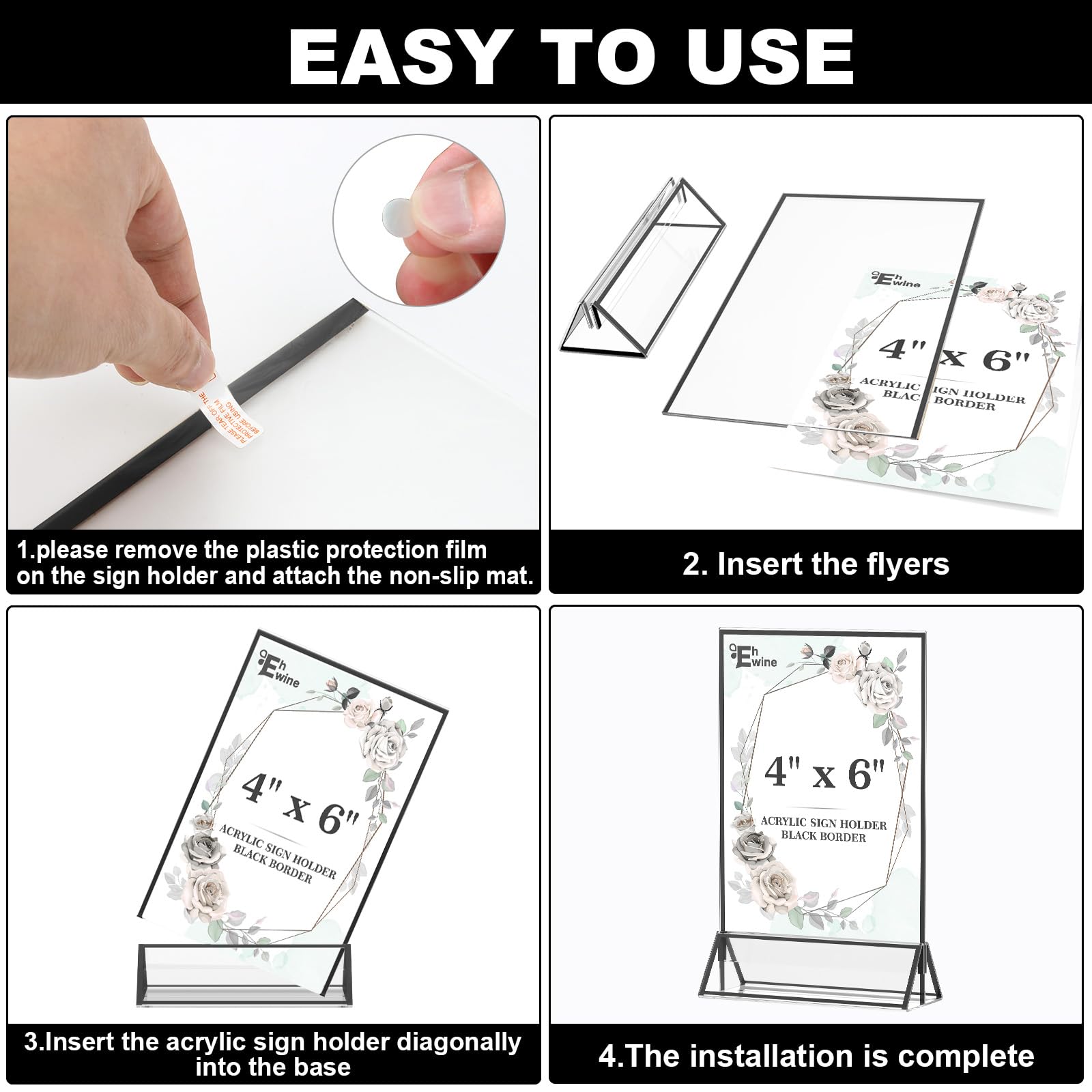 EHWINE Acrylic Sign Holder 4 X 6 Horizontal, 20 Pack Double-Sided Stand - View #4