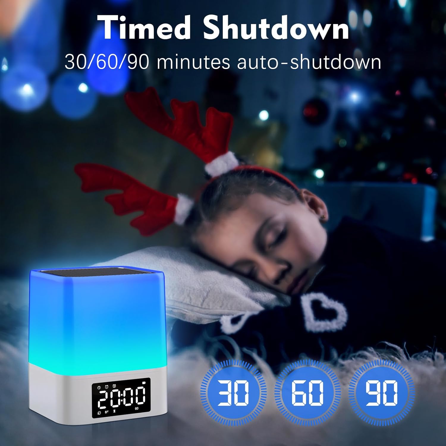 Night Light Bluetooth Speaker, Gifts for 10 11 12 13 14 15 Years Old Boys Teenager Girls, All-in-1 Dual Alarm Clock, Touch Sensor Bedside Lamp, 48 RGB Color Chang, MP3 Player, Wireless Speaker - Image 6