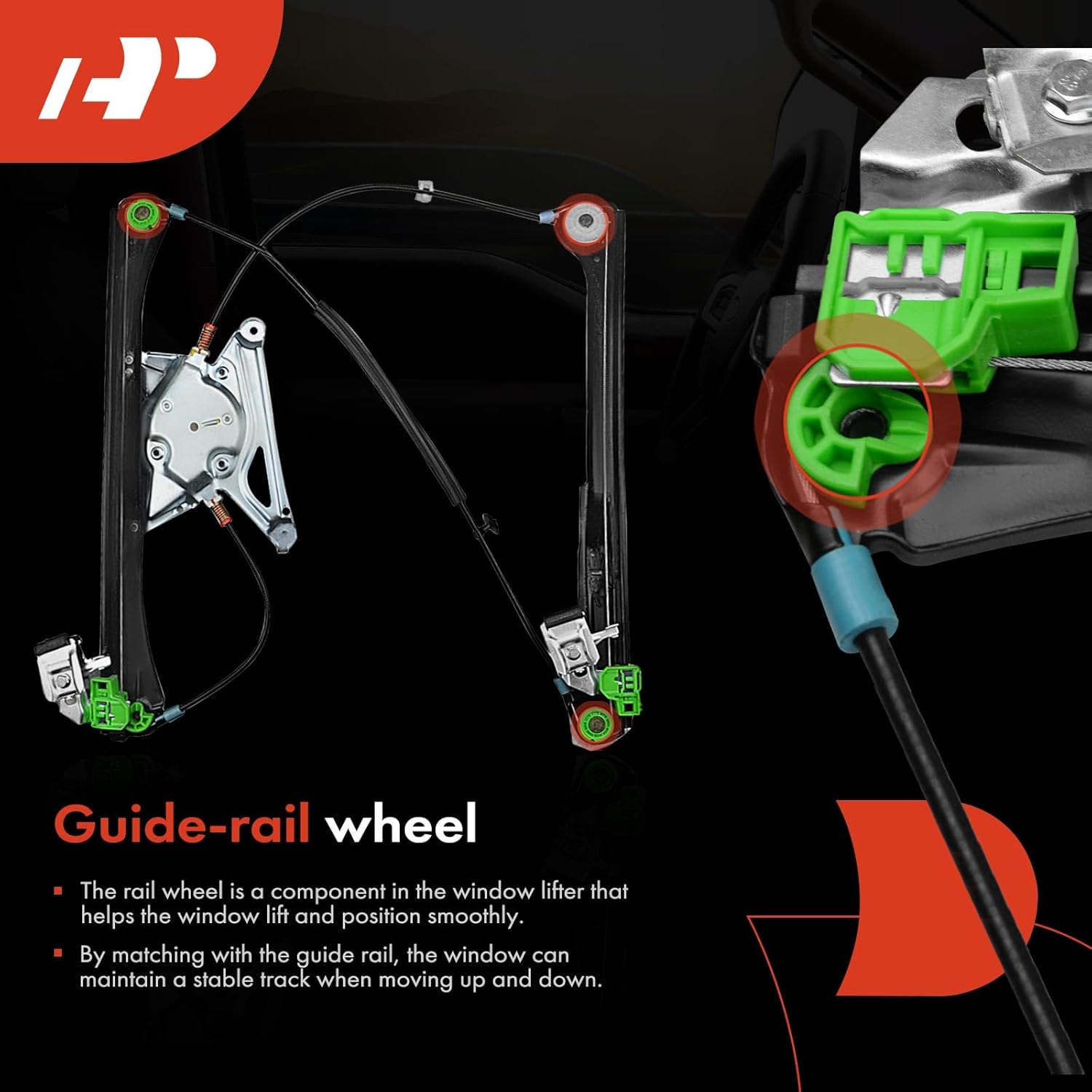 A-Premium Power Window Regulator Without Motor Compatible with Audi A4 1996-2001 A4 Quattro 1996-2001 S4 2000-2002 Front Driver Side