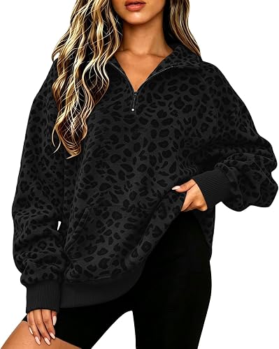 Cheetah Print Sweatshirt Women Leopard Print Oversized Fall Pullover