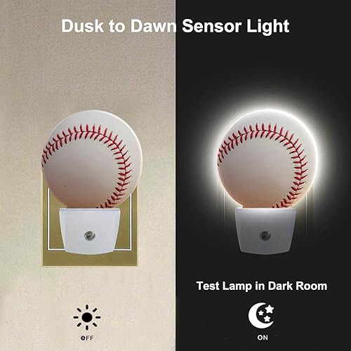 Miniatura 2 de Uanvaha Luz nocturna decorativa de béisbol para el hogar, temática deportiva, cordones de béisbol blancos y rojos, cordones de softbol, luces