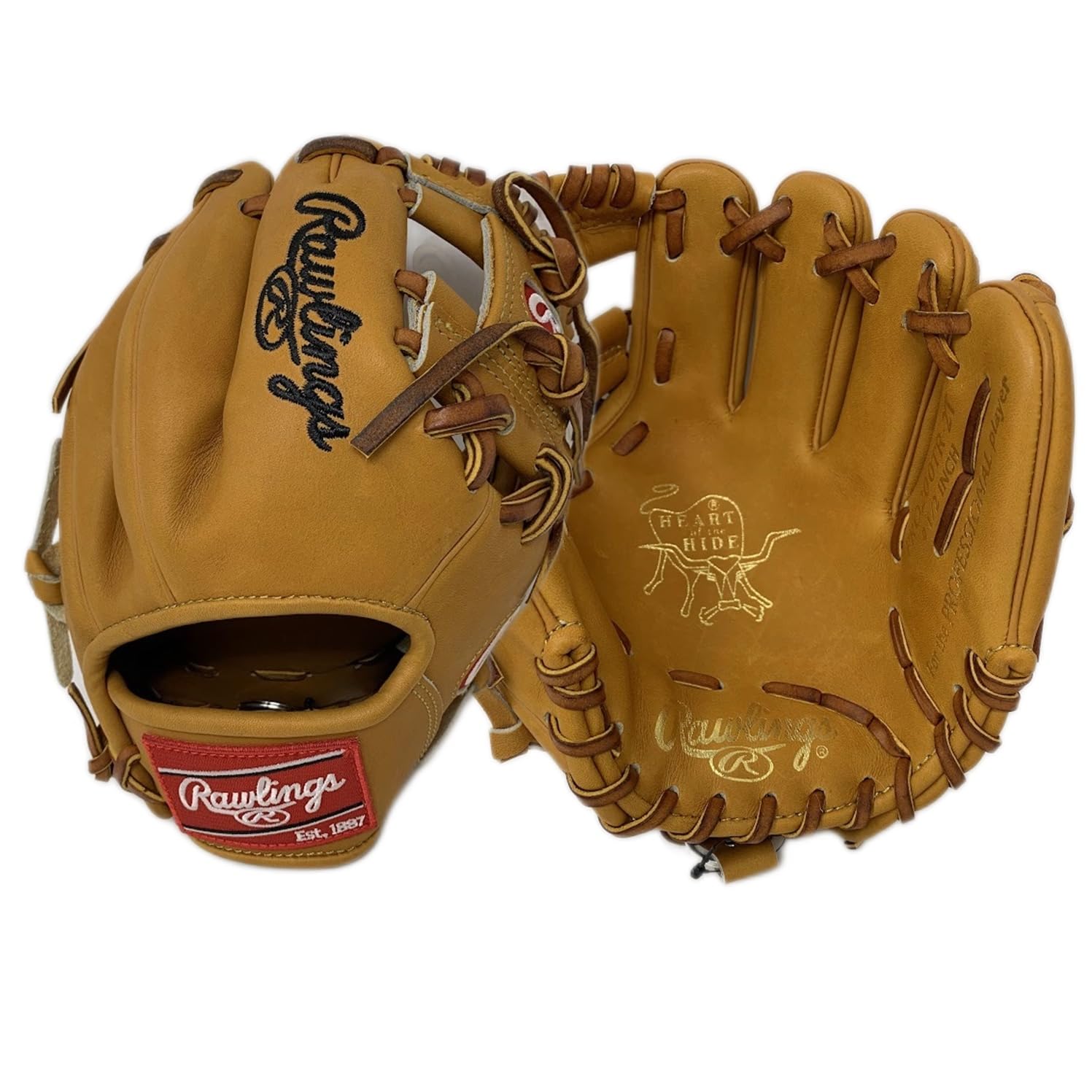 Rawlings | Infield Training Gloves | Baseball | Classic Tan Heart of The Hide | 9.5 Inch I Web