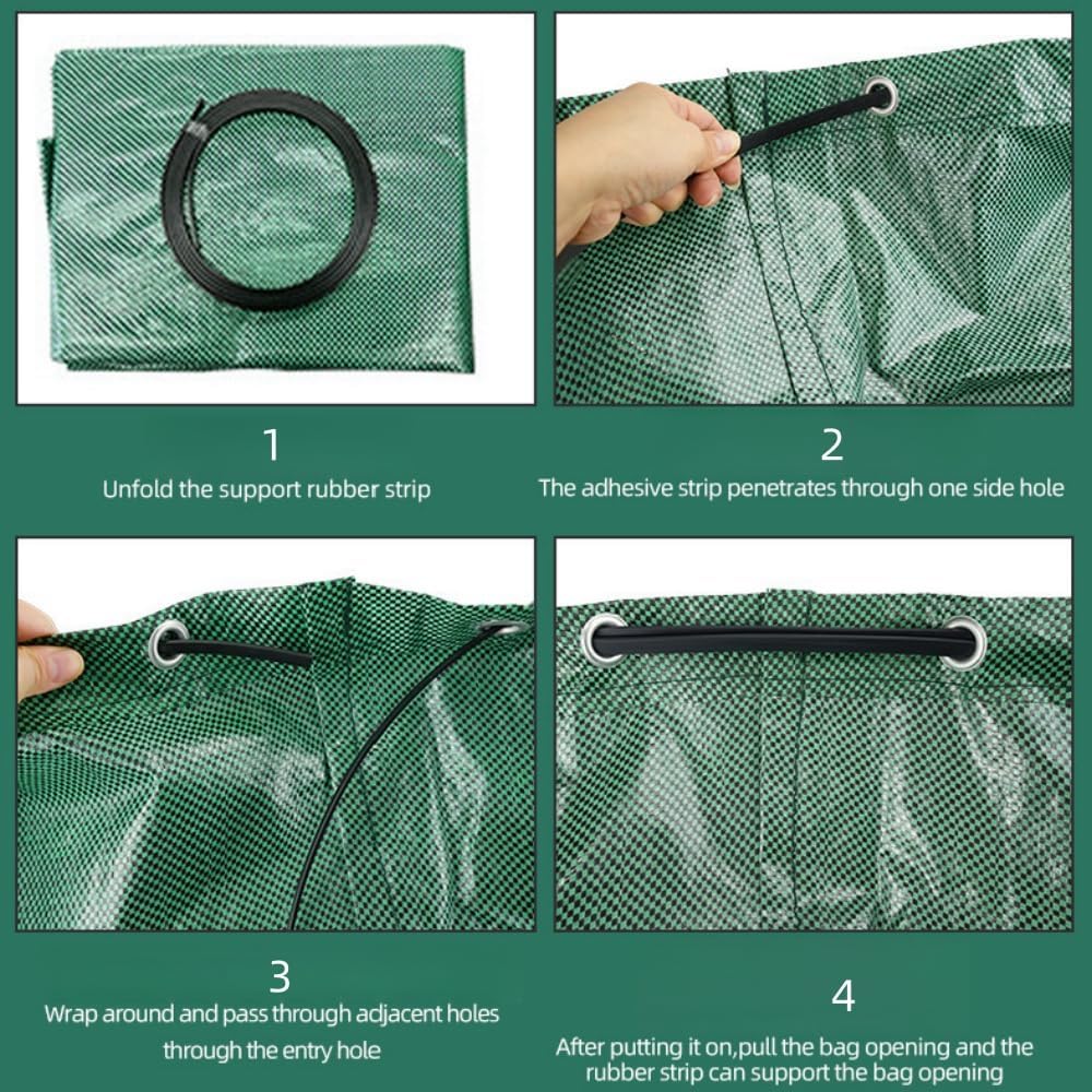 3 Pack 72 Gallon Lawn Bags, Leaf Collector, Leaf Bags, Reusable Yard Waste Bags, Reusable Yard Garden Bags for Leaves Lawn Trash(Green)