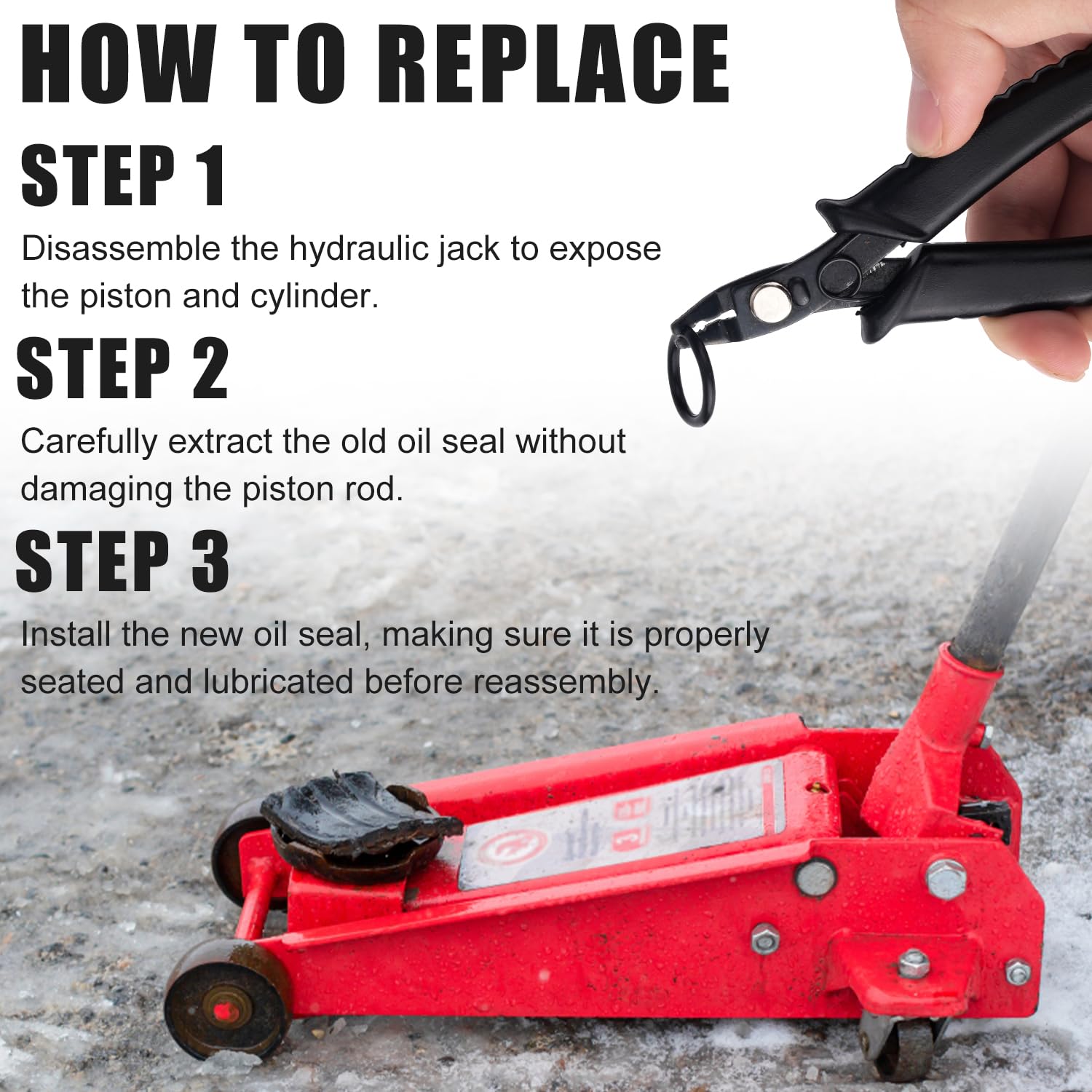 Universal Air/Hydraulic Bottle Jack Seal Repair Kit - Rubber Sealing Rings