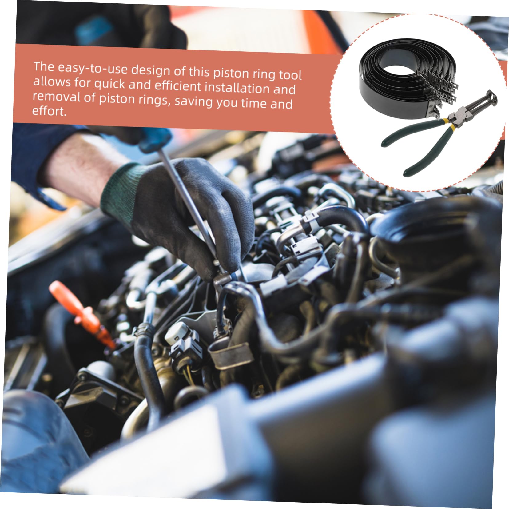 PRETYZOOM Kit Pinze per Fasce Elastiche Pistone, Utensile in Acciaio per Manutenzione Motore Auto, per Meccanici e Riparazioni