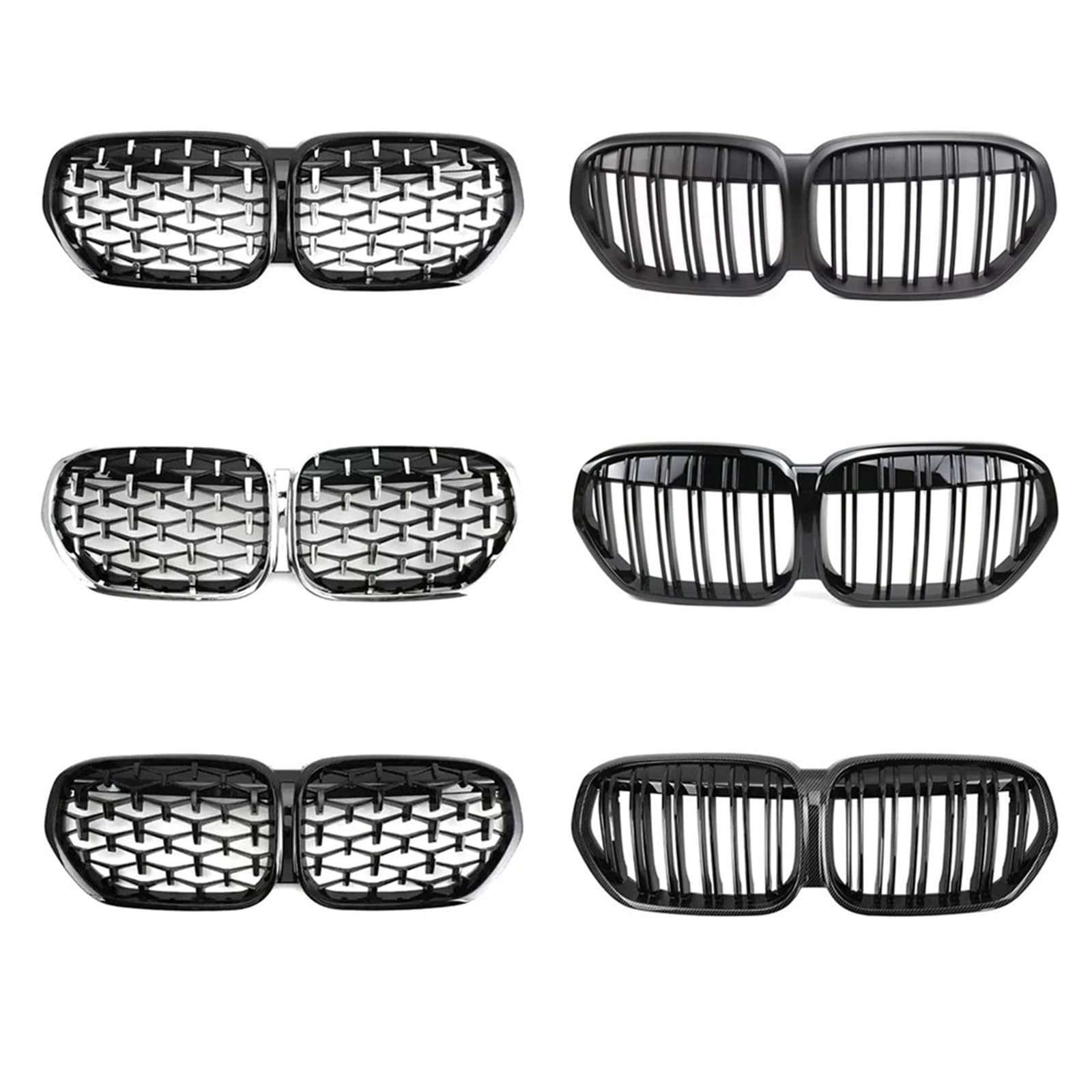 Griglia doppio ponte Per BMW X1 F48 LCI 2020 2021 2022 Griglie Superiori Stile All Black Diamonds Anteriori Da Corsa Doppia Linea Effetto Fibra Di Carbonio(Single-Glossy Black)