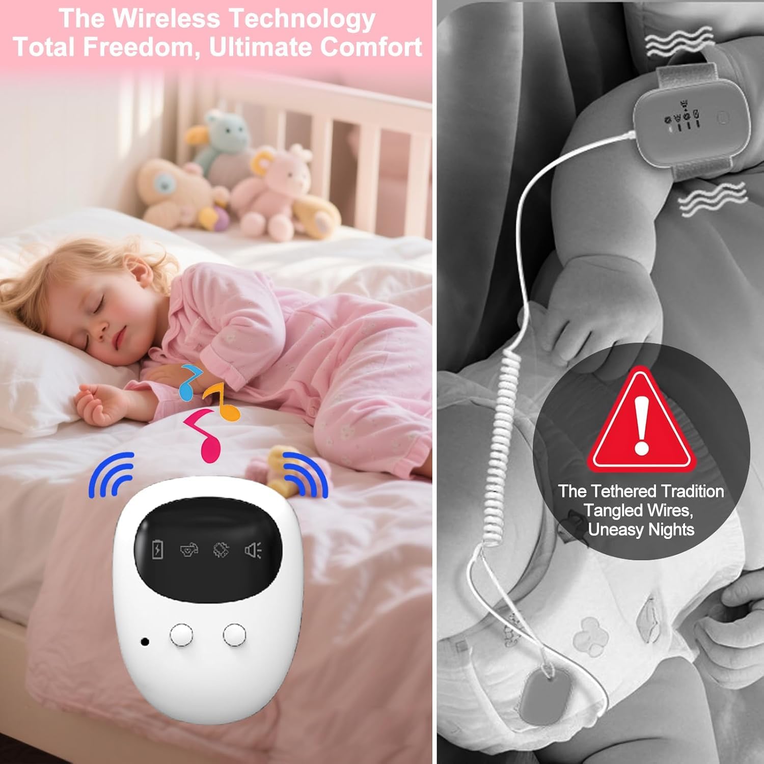 Alarme sans Fil pour énurésie Nocturne Rechargeable Alarme D'énurésie epteur et émetteur à Clip, Rechargeable par USB, D'énurésie Nocturne pour Garçons et Filles, Apprentissage de la Propreté