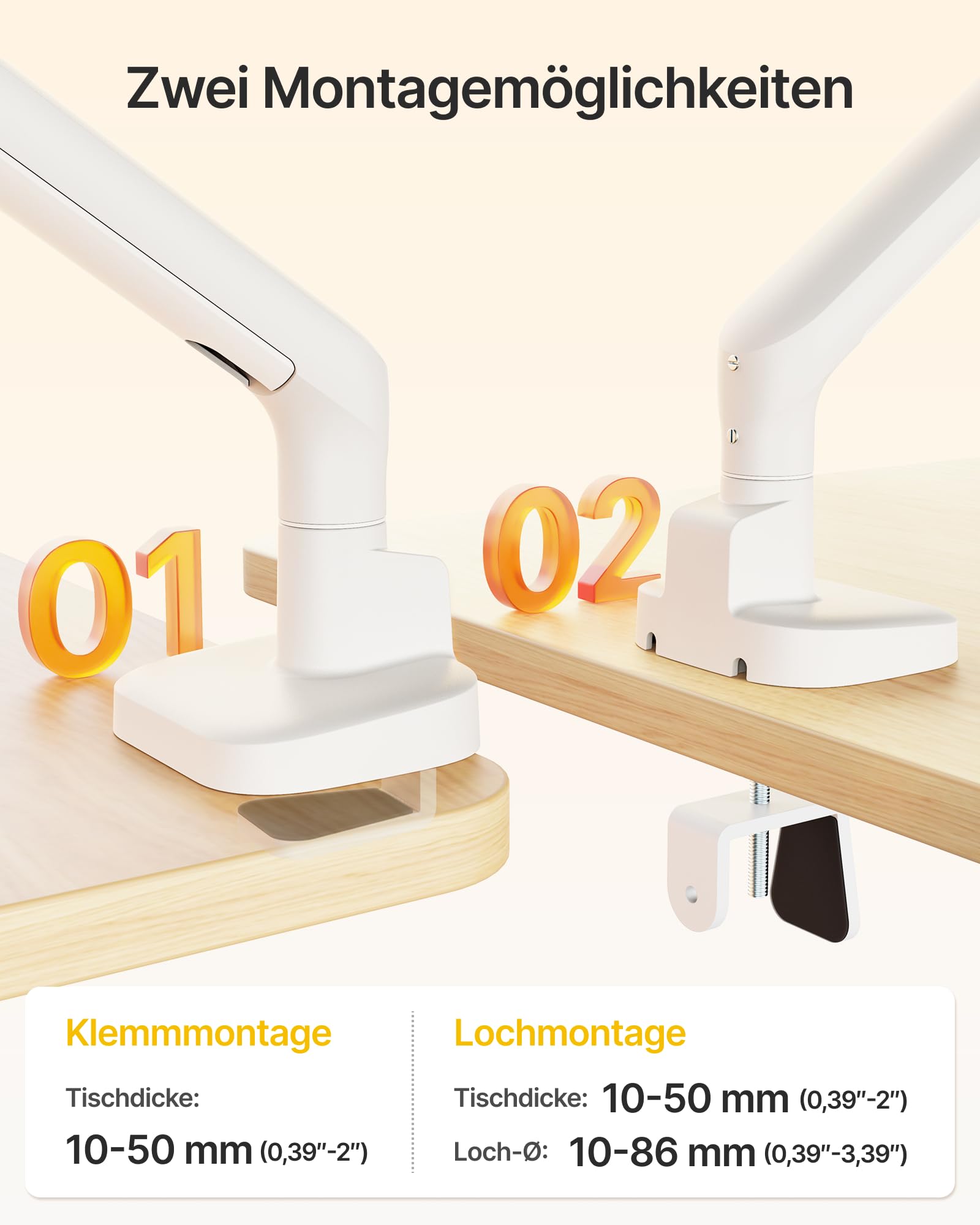monTEK Brazo Monitor para Pantallas Ultrawide 17-40 Pulgadas | Soporte de Escritorio de Resorte Mecánico Resistente hasta 12kg, VESA 75/100mm, Ajustable con Montaje de Pinza y Ojal