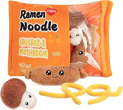 Nenalayo Plush Pillow Cute Bag of Sausage Mushroom Ramen Noodle Plush Toy, Removable Fluffy Stuffed Dolls Creative Gifts for Girls Kids, Sofa Chair Decorative Pillow