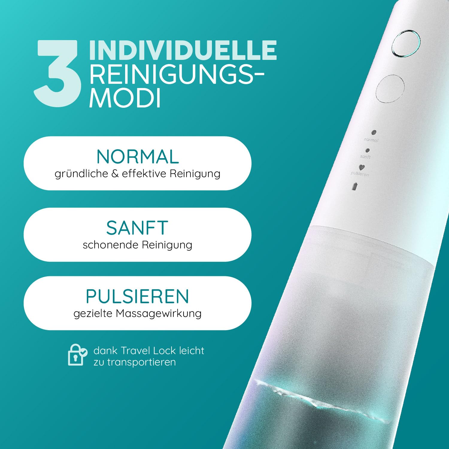 happybrush® Munddusche weiß - TESTSIEGER* – 100 Tage testen - Kabelloser Water Flosser für Zahnreinigung & Zahnzwischenräume – Effektiver Irrigator für gesunde Mundhygiene