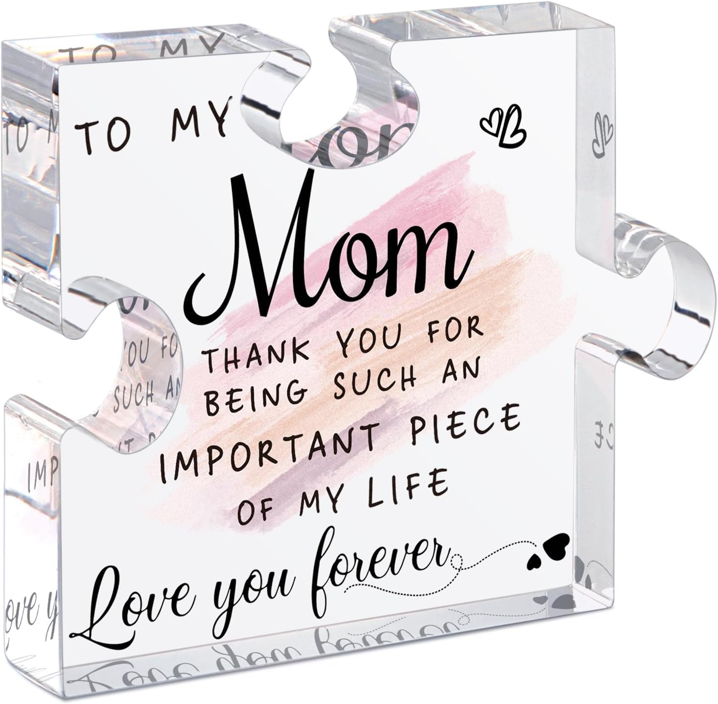 Gifts for Mom from Daughter Son – 5 inch X 5 inch Best Mom Ever Gifts Unique Mother Birthday Acrylic Puzzle-Shaped Plaque Desk Decorations Present for Mom Christmas Anniversary