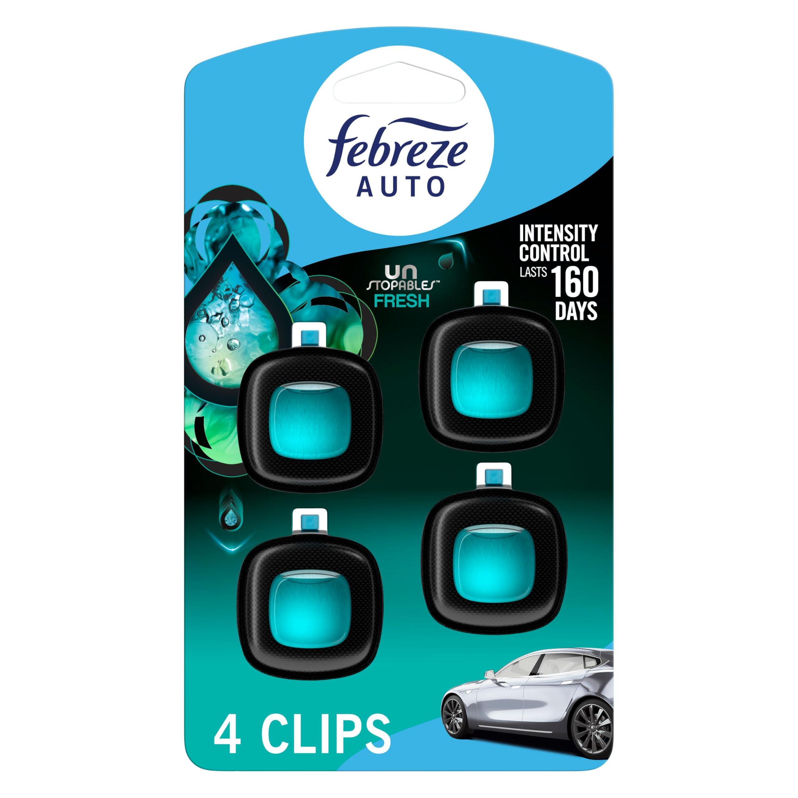 Unstopables Car Odor-Fighting Car Freshener Vent Clip Fresh Scent.07 oz. Car Vent Clip, Pack of 4