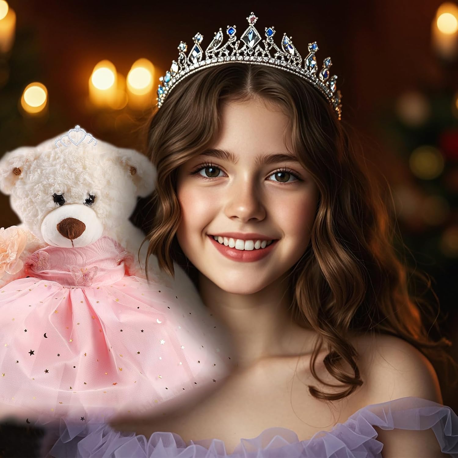 Quinceanera Doll Quince Teddy Bear with Dress,Quinceanera Decorations for Girls Gifts,OSO De Peluche para 15 Años Con Vestido,Centro De Mesa Muñecas para 15 Años Quinceañeras-Pink
