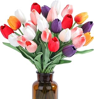 SITUMEIZI 15pcs Real Touch Artificial Tulips