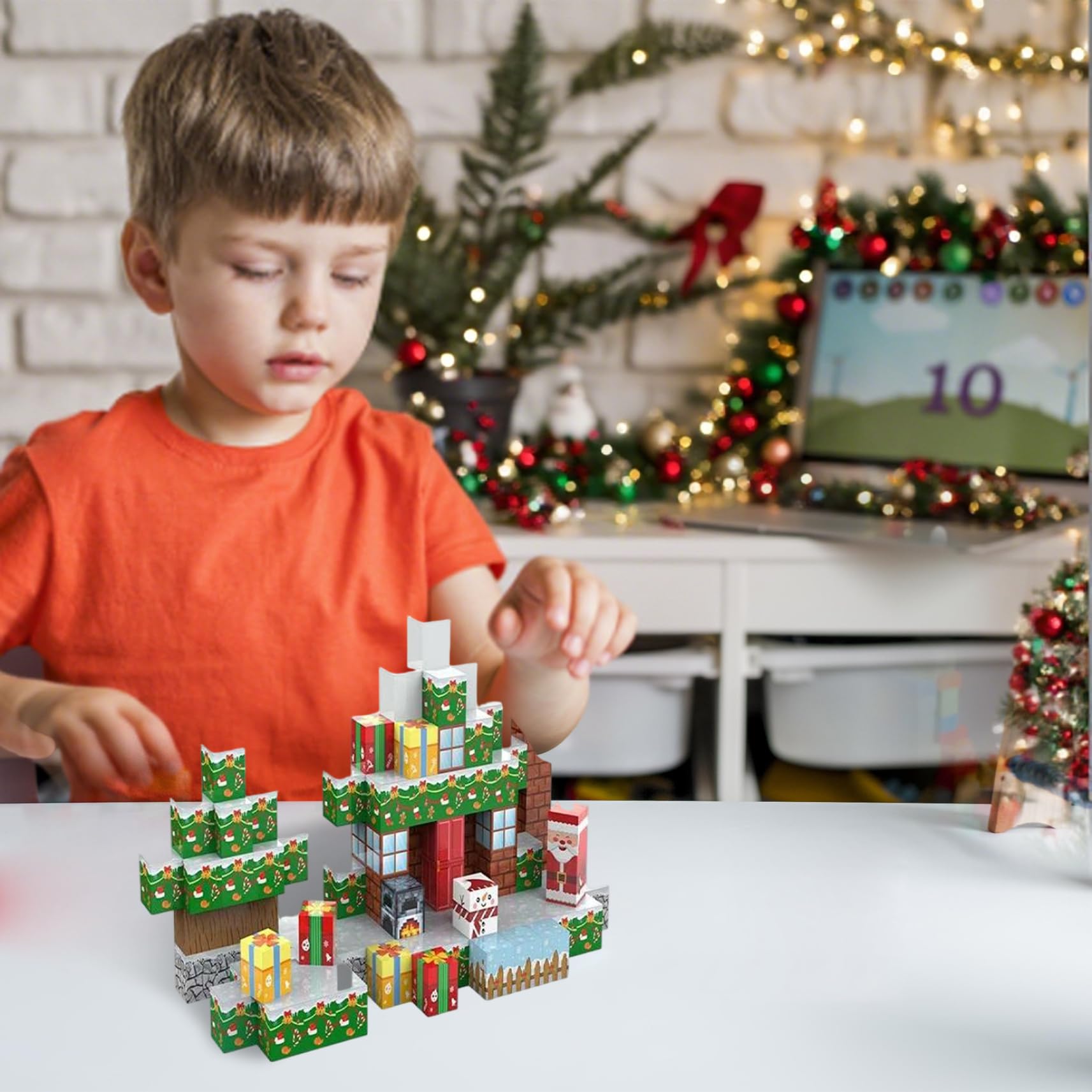 1 Set di cubi magnetici da costruzione per bambini da 3 a 10 anni a tema natalizio, blocchi magnetici scorrevoli creativi ed educativi per ragazzi e ragazze, giocattoli da costruzione