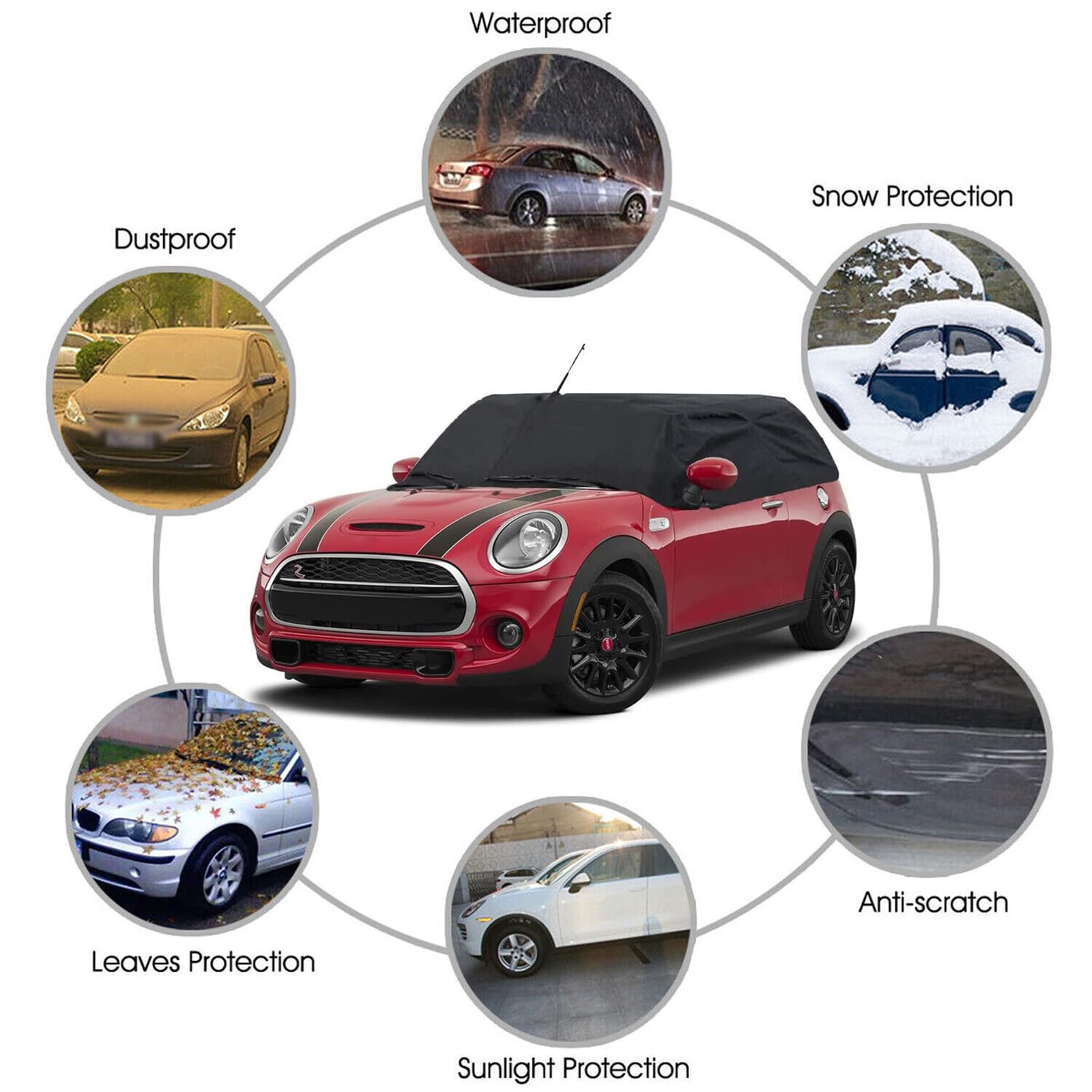 Autoabdeckung Wasserdicht Ersatz für BMW Mini Cabrio R52 R57 F57 2005-2024, Auto Abdeckplane Autoabdeckung Outdoor Halbgarage für Auto UV Beständige Autoplane Regen Sonne Staub Schutz Autohülle