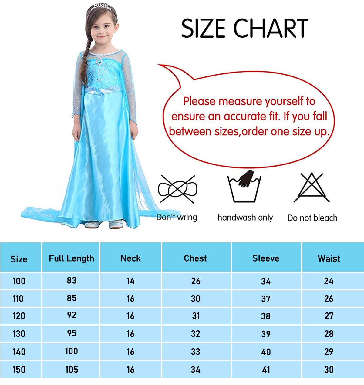 URAQT Vestito Principessa Bambina,Blu,Set Principessa con Accessori | Carnevale Abito delle Ragazze di Natale Vestito Fantasia, Fiocco di Neve per Natale, Halloween