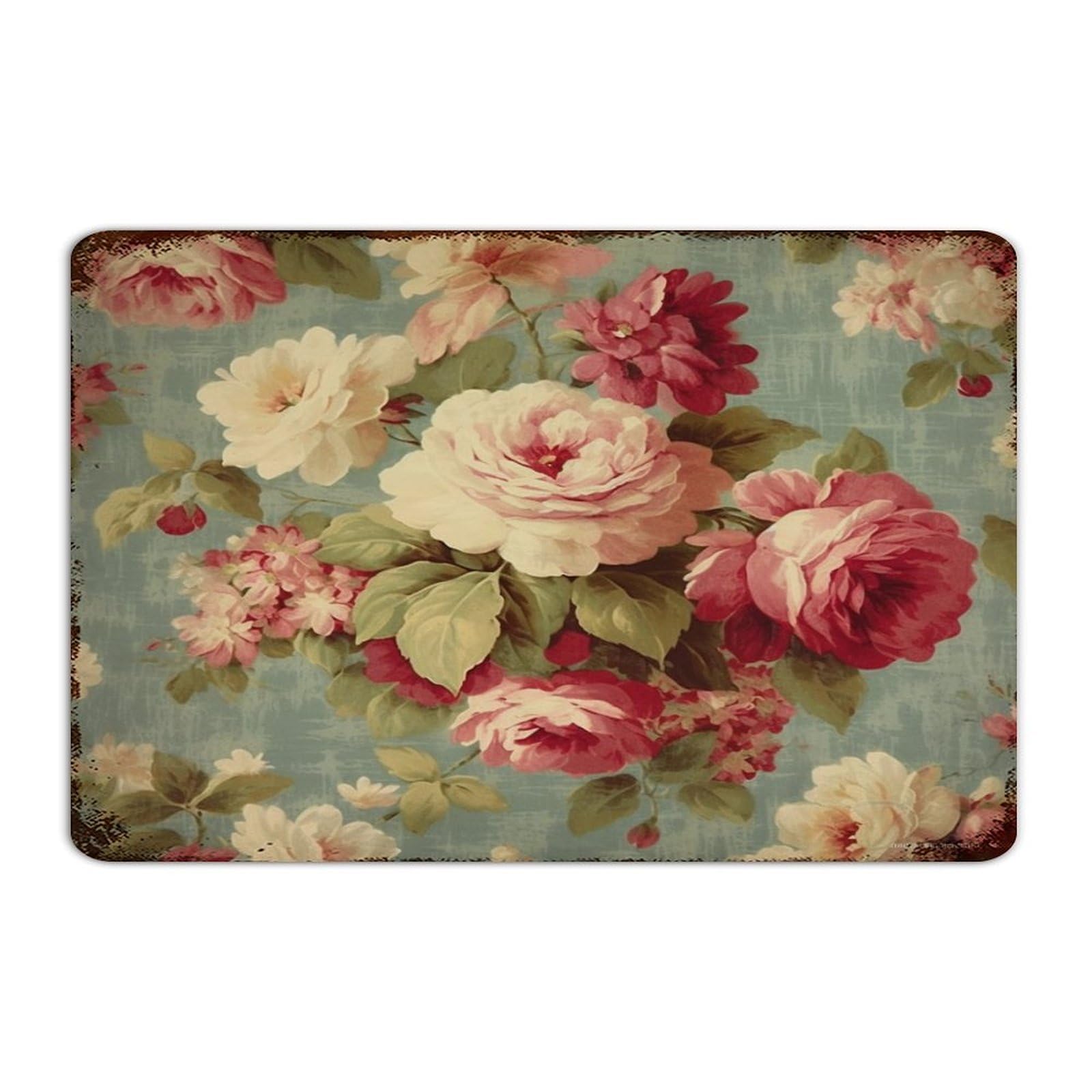 Panneau en métal Chinoiserie pivoine rouge corail 30x45 cm