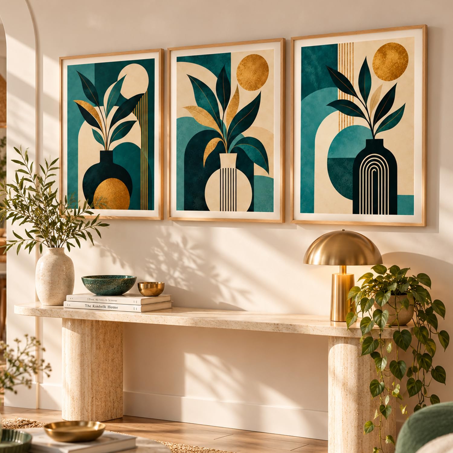 Bohemian Wall Art Set - Floral Prints with Frame -1 Bohemian Wall Art Set - Floral Prints with Frame -1