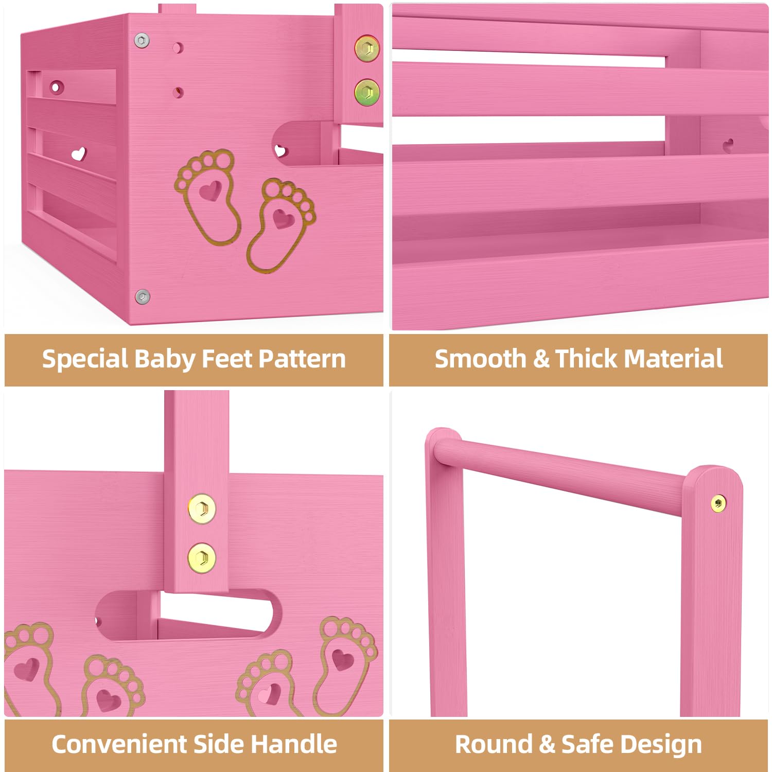 BAMBOOHOMIE Baby Shower Crate Closet, Shower Party Basket with Hangers Handle, Bamboo Gift Crate Box - Image 2