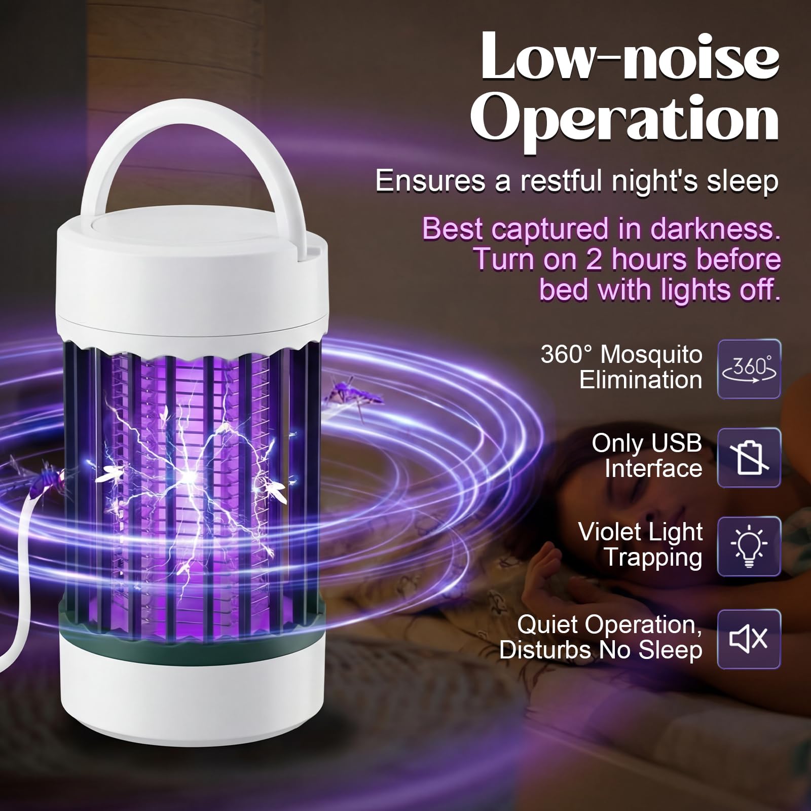Insektenvernichter für den Innenbereich, USB-betriebene Mückenvernichter-Lampe mit 365 nm UV-Licht, tragbare Fruchtfliegenfalle für Zuhause, Schlafzimmer, Küche, Büro, Mückenmotten, 8 Stück