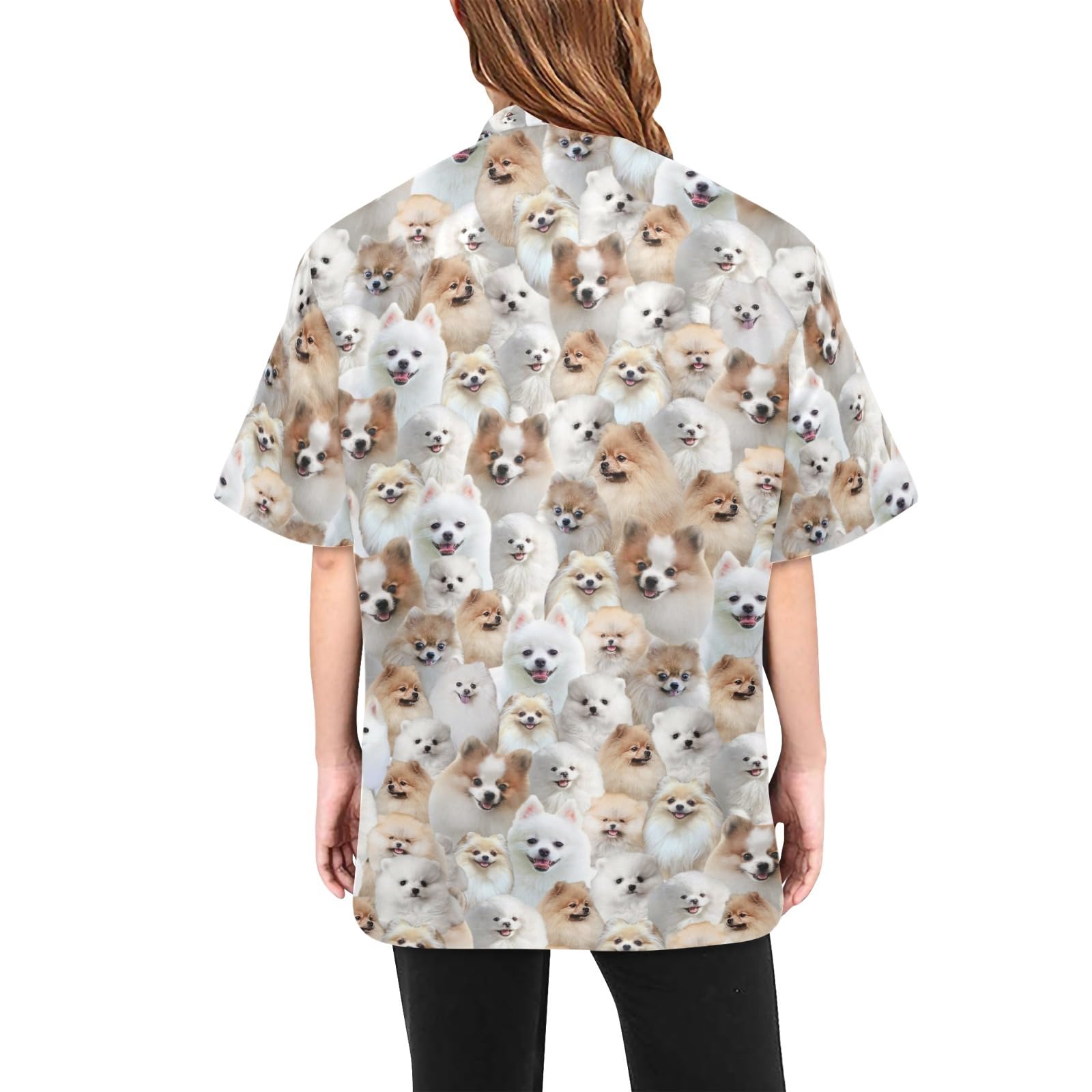 COWCUTE Pomeranian Print Dog Grooming Jackets, Waterproof Smock Jacket for Pet Groomers Barbers, Gifts for Pomeranian Lover