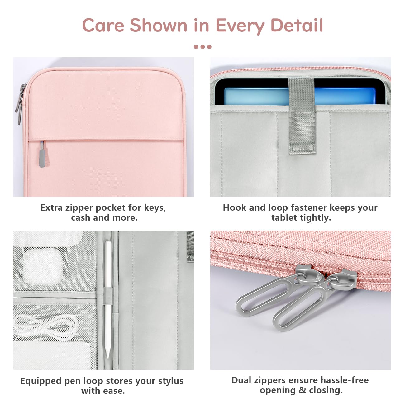 Dadanism 9-11" Tablet Borsa per iPad 10a Gen 10,9", iPad (A16) 11", iPad Pro 11" M4, iPad Air 11" M3 M2, iPad 9/8/7a Gen 10,2", iPad Air 5/4 10,9", Galaxy Tab A9+ Plus 11",Tab M11 11", Rosa