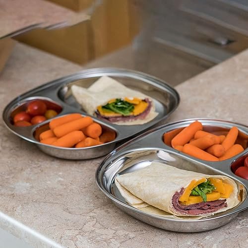 Miniatura 5 de Bandeja para niños - Juego de 2 bandejas divididas de acero inoxidable