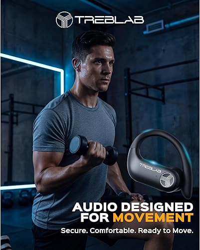 Miniatura 2 de TREBLAB X3 Pro - Ganchos para los oídos ultra cómodos, sonido puro HD, graves intensos, batería de 145 horas, auriculares Bluetooth impermeables y
