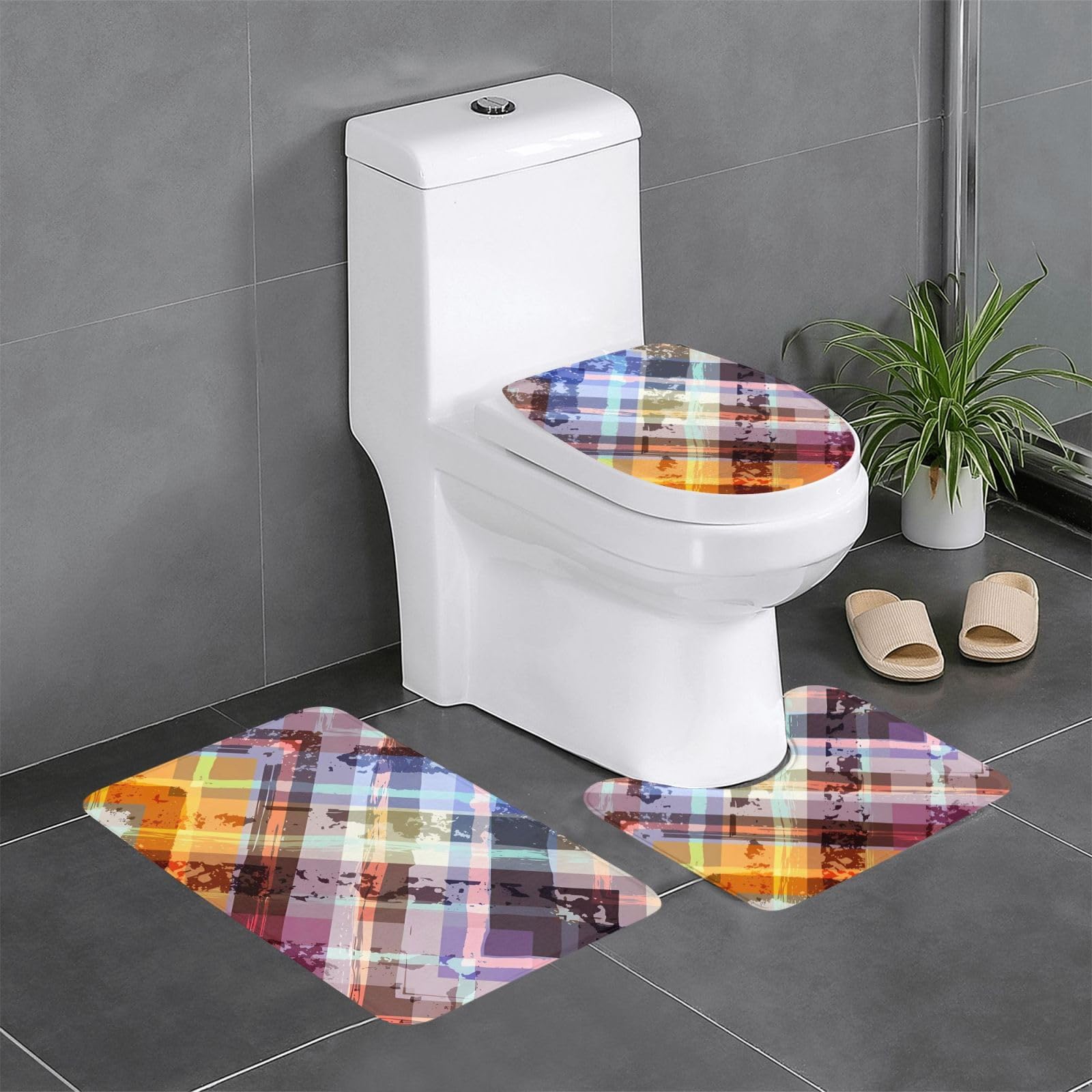 Alfombras de baño de sarga fina con estampado geométrico de felpa premium