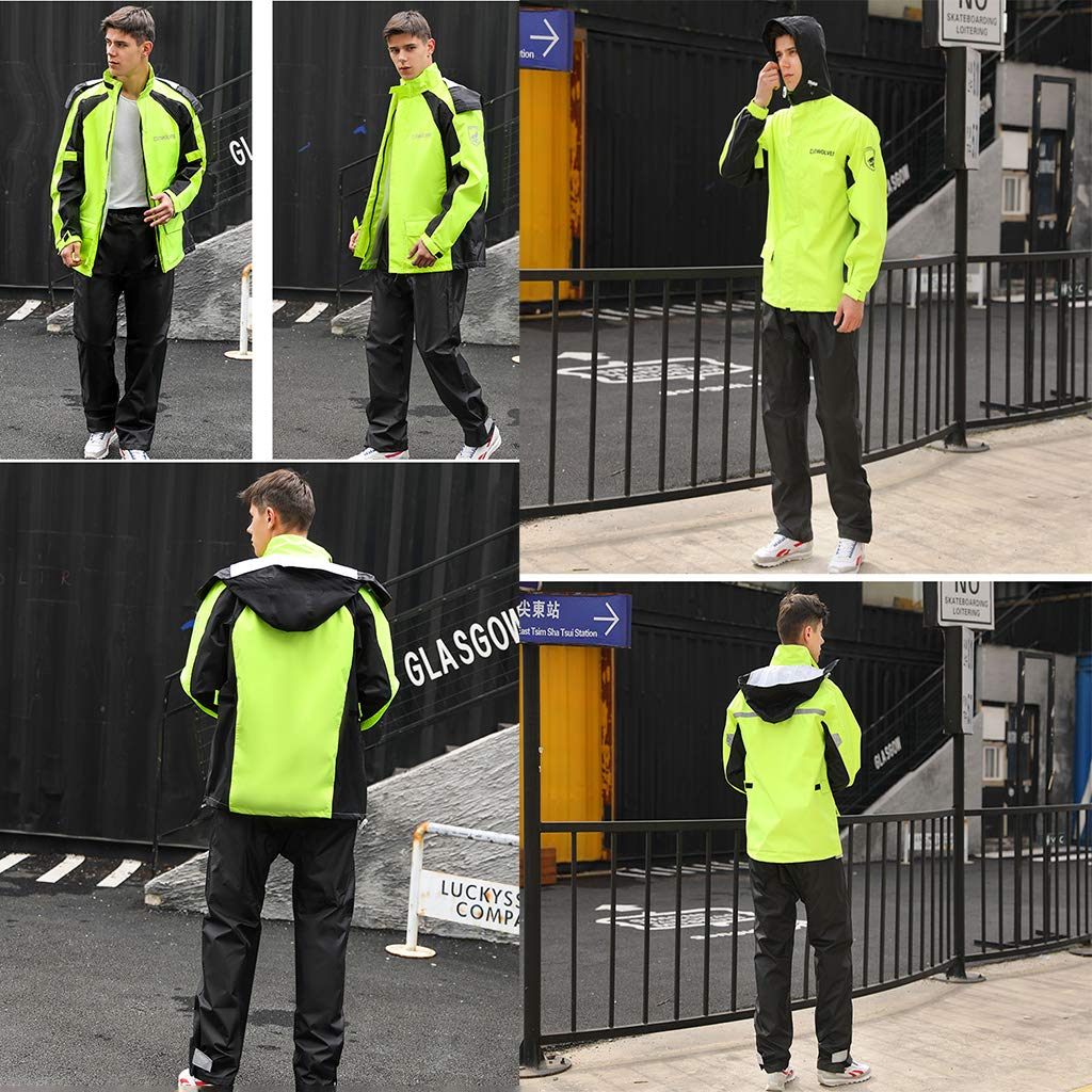 Chaqueta de Lluvia para Adultos Ropa de Lluvia Ligera a Prueba de Viento Reflectante Transpirable con Capucha Bolsillos con Cremallera para Bicicleta de montaña Caza Invierno Vera
