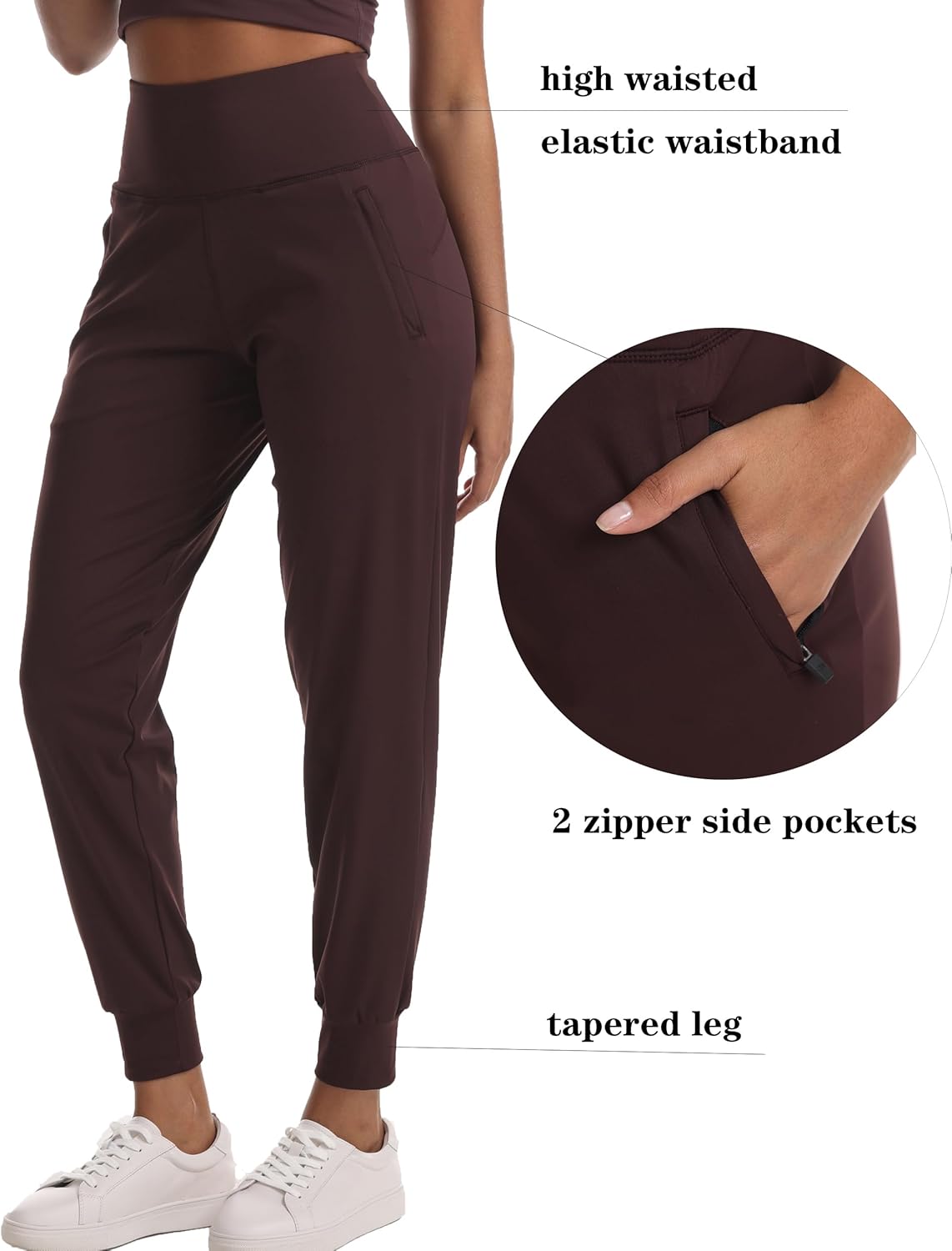 Women's Joggers with Pockets Lightweight - High Waisted Athletic Leggings Tapered Pants for Workout Yoga Running Gym - Image 3