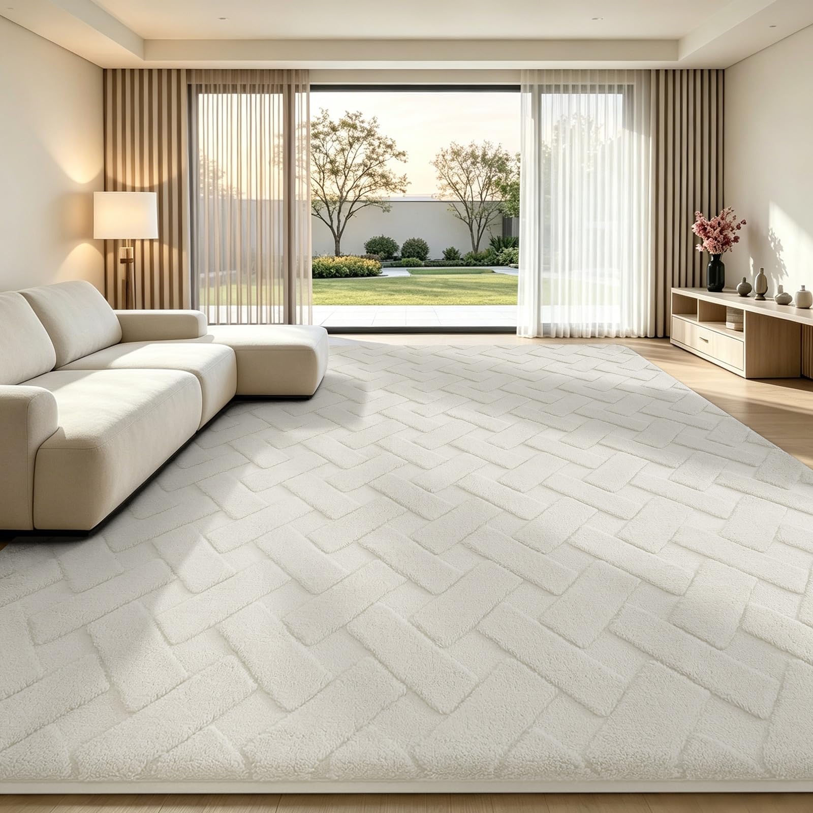 Homaxy Modern Fluffy Large Rugs Living Room, 160x220cm, White