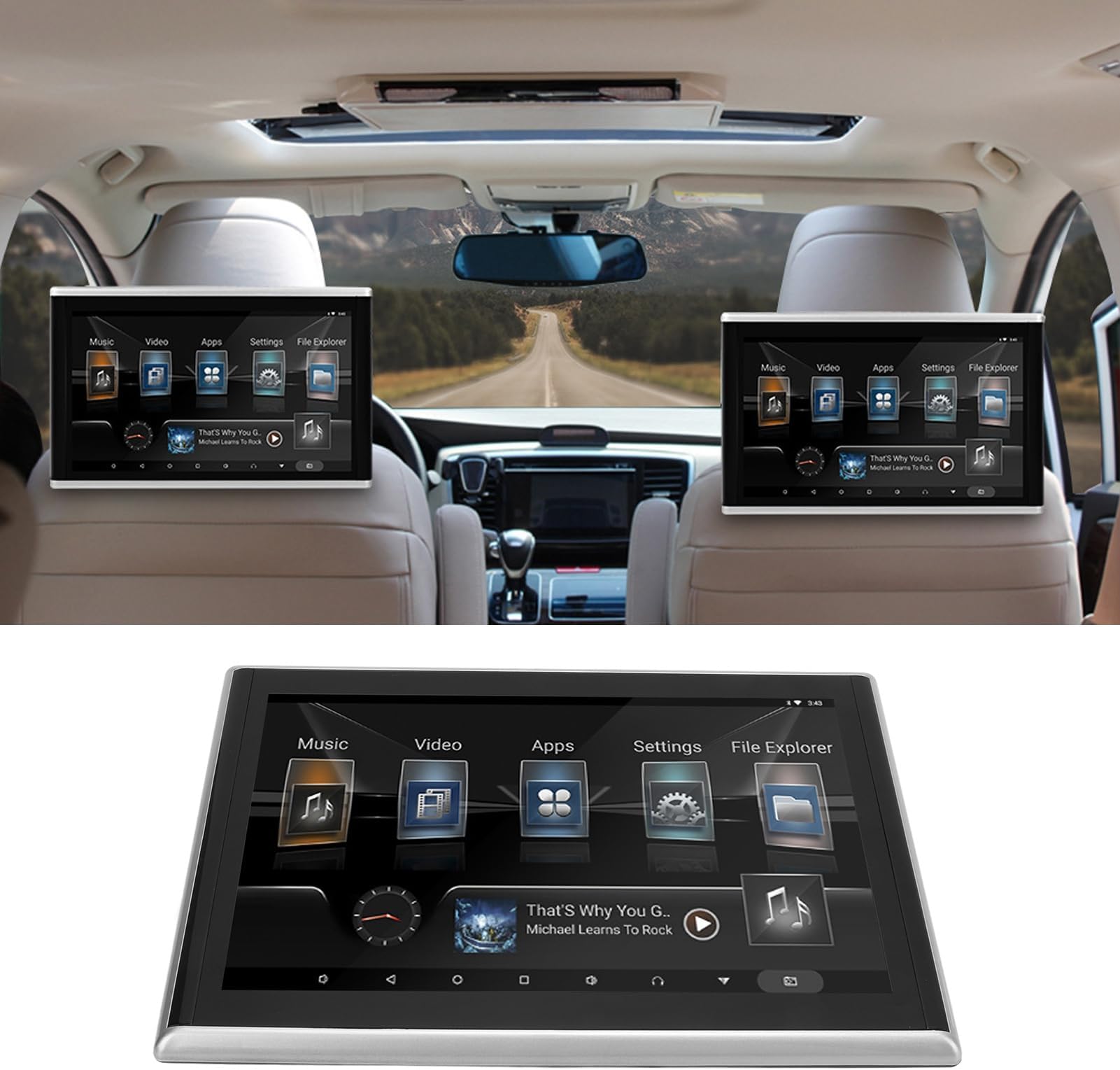 Headrest Video Player, 9in Touch Screen Monitor with Bluetooth Support 2G 32G for Android 11, Car Rear Seat Entertainment System