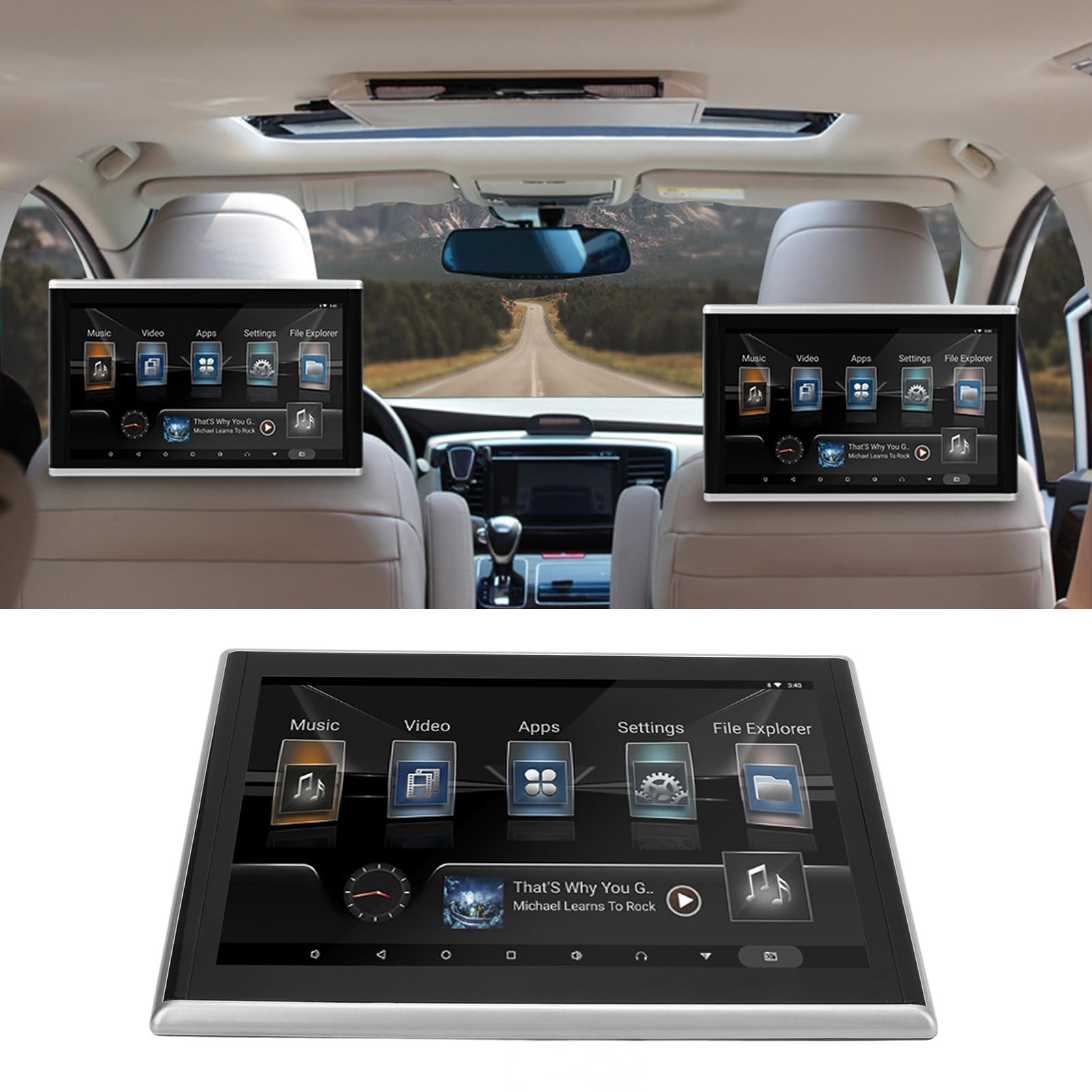 Headrest Video Player, 9in Touch Screen Monitor with Bluetooth Support 2G 32G for Android 11, Car Rear Seat Entertainment System