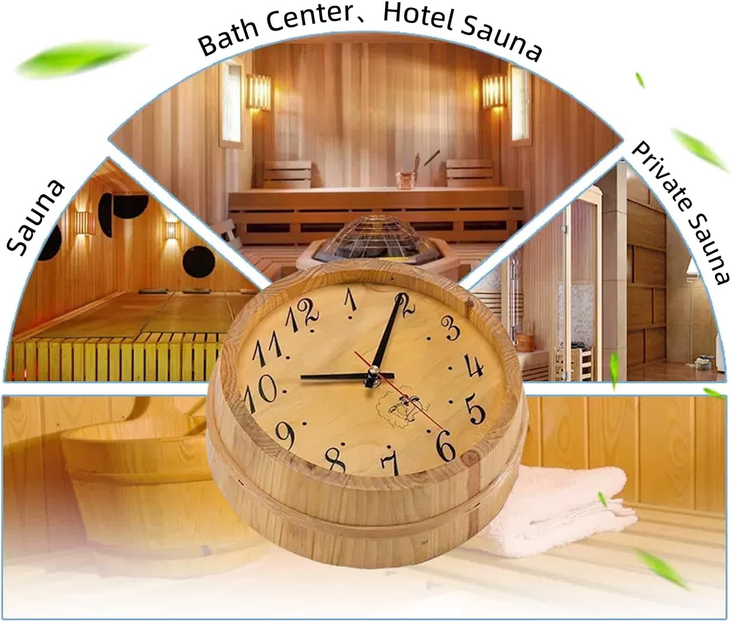 Niiyen Wooden Sauna Clock Steam Room Timer- Simple Wall Timer Sauna Accessory for Home Spas Decor - Analog Clock