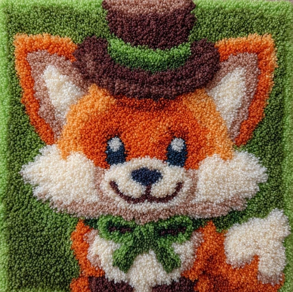 AxiangziK Latch Hook Cushion Kit 17x17 Inch,Cute Fox