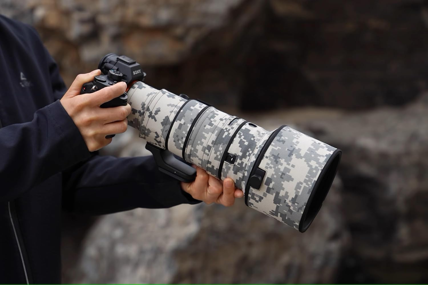 ROLANPRO Camouflage Lens Cover for Sigma 500mm F5.6 DG DN OS Sports E Mount Lens Protection Sleeve Case Raincover-#UCP Grey camo Waterproof