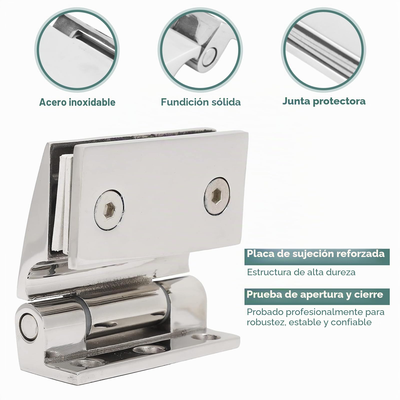 Bisagras para Puertas de Vidrio, Ajustable Abrazadera de Acero Inoxidable 304 para Vidrio Templado 8-12mm, Accesorios Completos para Mampara de Ducha y Baño